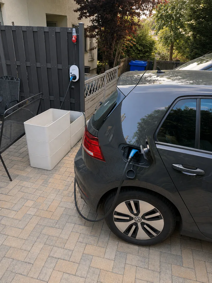 E-Auto lädt an einer Wallbox – VW e-Golf
